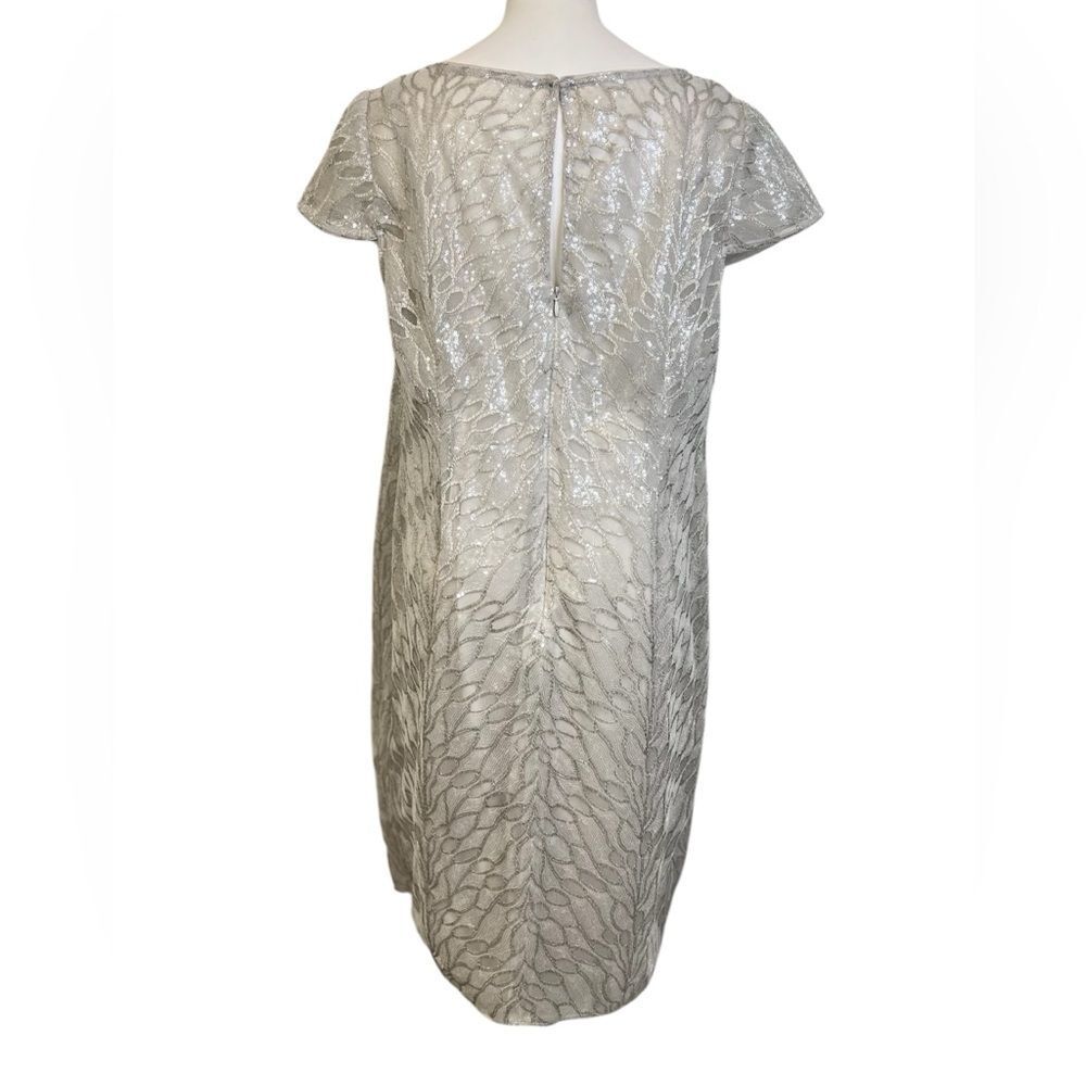 Adrianna Papell dress plus size 16w feather sequin sheath cocktail knee length - Picture 3 of 5
